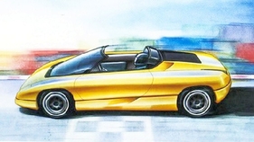 Bertone Nivola (1990) – Illustration des entgültigen Entwurfs mit abgenommenem Dachsegment Bertone Nivola (1990) – Illustration des entgültigen Entwurfs mit abgenommenem Dachsegment