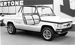 Bertone Village - auf Fiat 127 basierender hübsch gestalteter Roadster mit Rohrkäfig - am Genfer Automobilsalon 1974
