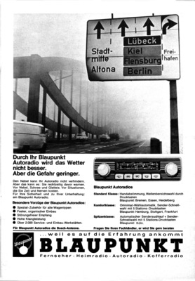 Bild: Blaupunkt Werbung für Autoradios im Jahr 1966