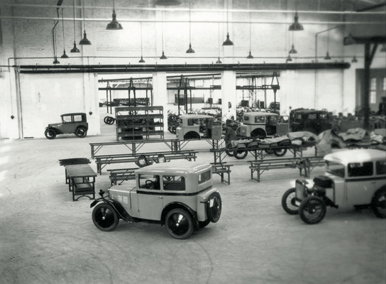 Bild Blick in die Fertigungshalle des BMW 3/15 PS, Berlin Johannisthal 1929