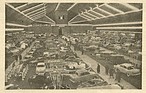 Blick in die Messehalle des Automobilsalons von Brüssel im Jahr 1955