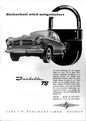 Borgward Isabella TS (1959) - in der Werbung - Sicherheit wird mitgeliefert