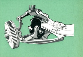 Borgward P 100 (1960) - Luftfederung an der an einem kräftigen Trapez aufgehängten Vorderachse