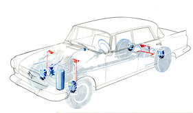Borgward P 100 (1961) - Funktionsweise der Luftfederung erklärt anhand einer Durchsichtszeichnung