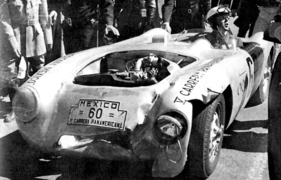 Borgward RS 1500 (1954) an der Carrera Panamericana 1954 - Der Deutsche Bechem auf Borgward RS 1500 nach einer Kollision mit einem Hund