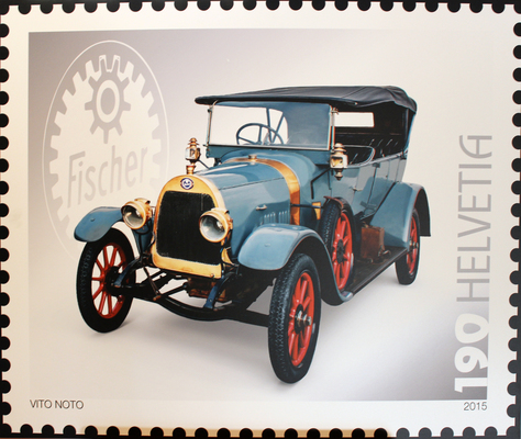 Bild: Briefmarke "Fischer" - Lancierung der vier Schweizer Briefmarken im Emil Frey Classic Center