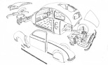 Bristol 403 (1953) - die Konstruktionsteile der Karosserie