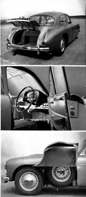 Bristol 405 (1956) - durchdachte Details bei der Limousine - Abbildungen in einem Verkaufsprospekt