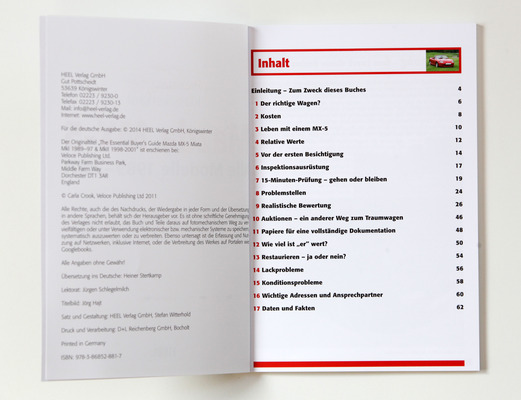 Buch "Mazda MX-5 - alle Modelle 1989 - 2001 - Inhaltsverzeichnis