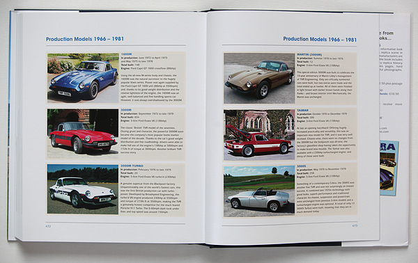 Buch "TVR - A Passion to Succeed - the Martin Lilley Era 1965-1981" - eine praktische Auflistung aller Modelle inklusive Stückzahlen runden das Werk ab