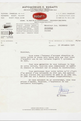 Bugatti 49 (1931) - ein Schreiben zur Identifizierung des genauen Typs Bugatti 49 (1931) - ein Schreiben zur Identifizierung des genauen Typs