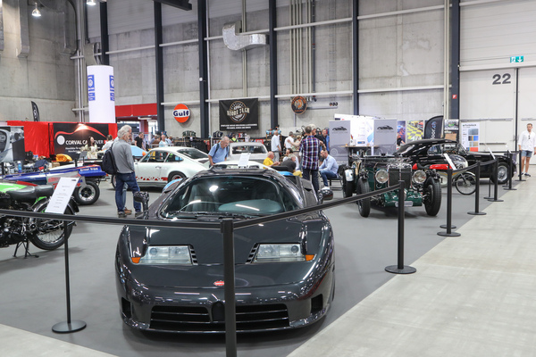 Bugatti EB110 and MG K3 Special on the stand of Lutziger Classic Cars - Swiss Classic World Lucerne 2023