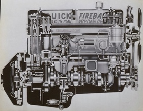 Schnittbil des Achtzylinders mit hängenden Ventilen und Hydrostösseln