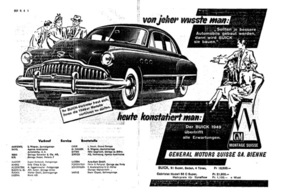 Deutschsprachige Werbung für die General-Motors-Vertretung in der Schweiz