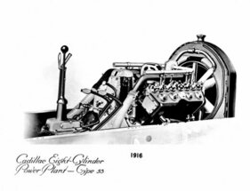 Cadillac Type 53 (1916) – Antriebseinheit aus V8, Dreiganggetriebe und Kühler