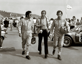 Capri RS-Erprobung bei der Tour de France für Automobile - Glemser mit Co-Pilot Klaus Kaiser und Ford-Sportchef Neerpasch 1970