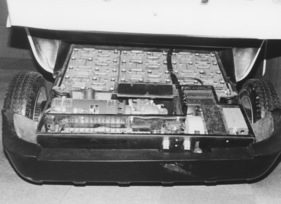 Carville (1979) - Antriebseinheit im Blick samt Batterien unter der abnehmbaren Klapplade im Heck - Genfer Automobilsalon 1979