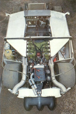 Chaparral 2J (1970) – Technischer Freigeist in kompakter Form: Die drei schwarzen Kapseln am Heck sind die Verschalung des Riemenantriebs für die Ventilatoren