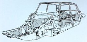 Chassis/Karosserie-Aufbau des Citroën DS