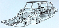 Chassis/Karosserie-Aufbau des Citroën DS