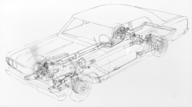 Chevrolet Chevelle (1964) – Durchsichtszeichnung zur Darstellung des Fahrgestells