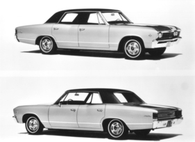 Chevrolet Chevelle Malibu Sport Sedan (1967) – Hardtop-Viertürer, nicht zu verwechseln mit dem 4-Door Sedan