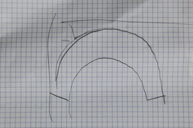 Chevrolet Corvair Testudo Bertone (1963) - Giugiaros Skizze zeigt, wo bei der Frontscheibe Kompromisse gemacht werden mussten