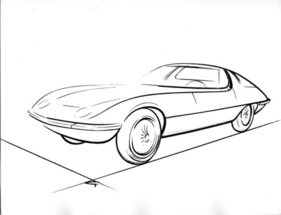 Chevrolet Corvair Testudo Bertone (1963) - Skizze von damals