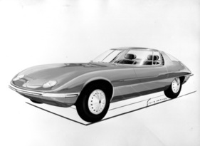 Chevrolet Corvair Testudo Bertone (1963) - signierte Skizze Giugiaros