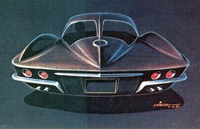 Chevrolet Corvette Sting Ray (1963) – Entwurfszeichnung von Larry Shinoda für den XP-720, datiert auf April 1960