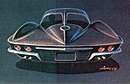 Chevrolet Corvette Sting Ray (1963) – Entwurfszeichnung von Larry Shinoda für den XP-720, datiert auf April 1960
