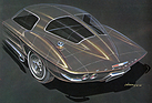 Chevrolet Corvette Sting Ray (1963) – Entwurfszeichnung von Larry Shinoda für den XP-720, datiert auf Februar 1960