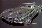 Chevrolet Corvette Sting Ray (1963) – Entwurfszeichnung von Larry Shinoda für den XP-720, datiert auf Februar 1960