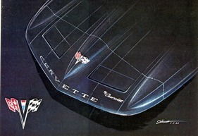 Chevrolet Corvette Sting Ray (1963) – Entwurfszeichnung von Larry Shinoda für den XP-720, datiert auf März 1960