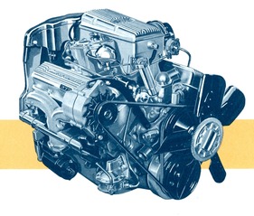 Chevrolet Corvette Sting Ray (1964) - Einspritz-Motor mit 375 PS der 64-Corvette - Illustration aus Verkaufsprospekt