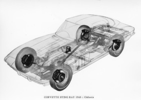 Chevrolet Corvette Sting Ray (1965) - Schnittzeichnung des 65-Modelles - gut erkennbar die Scheibenbremsen