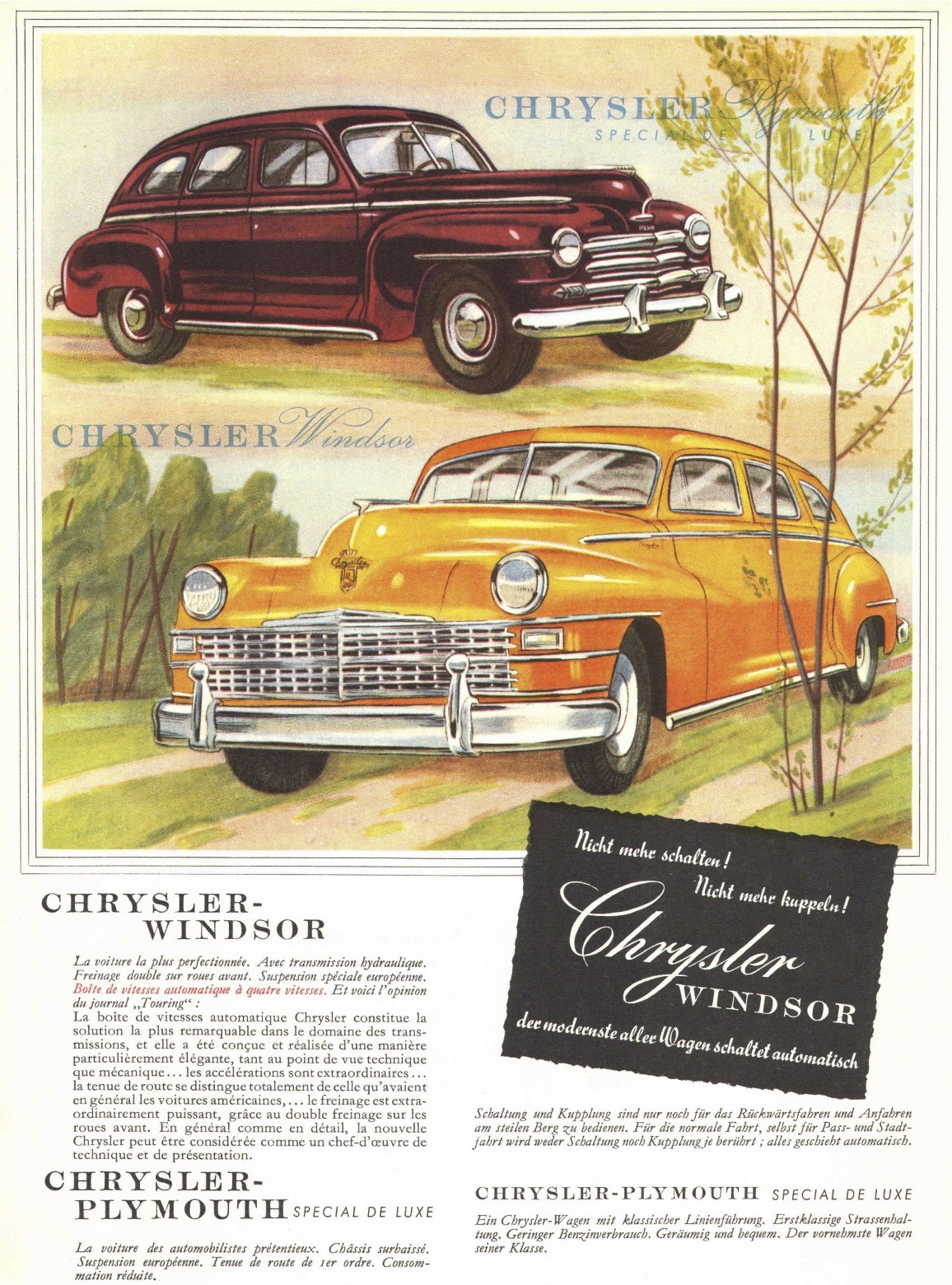Chrysler Windsor (1947) - Werbedarstellung aus dem Jahre 1947 - nicht mehr schalten - nicht mehr kuppeln