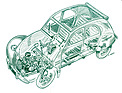 Citroën 2 CV (1952) - Technik sichtbar gemacht - Durchsichtszeichnung des 2 CV
