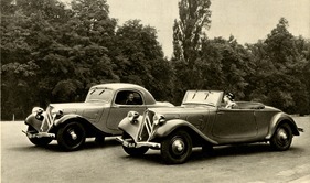 Citroën Traction Avant (1939) - auch als falsches Cabriolet (faux cabriolet, gleich Coupé) und Cabriolet erhältlich