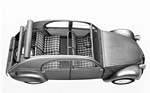 Citroen 2 CV (1952) - Blick durch das serienmässige Rolldach ins Innere der Ente