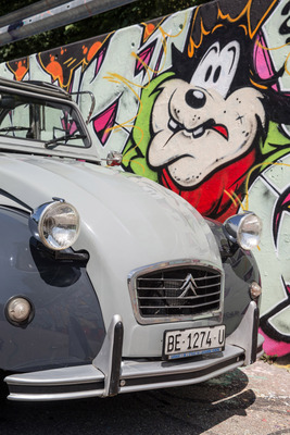 Citroën 2 CV 6 Charleston (1984) – Der Kühlergrill mit verchromtem Rahmen ist nachgerüstet. Eigentlich müsste er schwarz lackiert sein