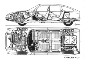 Citroën CX (1975) - durchleuchtet - Durchsichtszeichnung