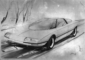 Citroën Camargue (1972) - Skizze des auf auf dem GS basierenden Sportcoupés von Bertone