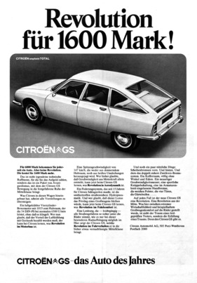 Citroën GS (1971) - Werbung - Revolution für 1600 Mark