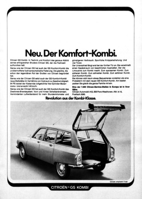 Citroën GS (1972) - Werbung - Neu. Der Komfort-Kombi.
