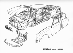 Citroen GS Birotor (1973) - Komposition der Blechteile - technische Skizze