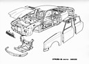 Bild: Citroen GS Birotor (1973) - Komposition der Blechteile - technische Skizze