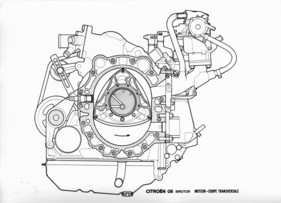 Citroen GS Birotor (1973) - Technische Skizze - Querschnitt durch den Zweischeibenwankelmotor