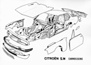 Citroën SM (1970) - Technische Skizze - Aufbau der Karosserie