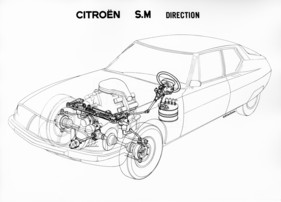 Citroën SM (1970) - Technische Skizze - hydraulische Servolenkung